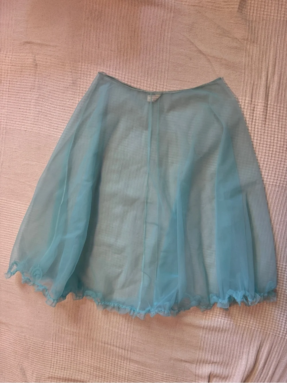 Vintage 1960s Henson Kickerknick Pale Blue Turquoise Petticoat Slip Skirt Small